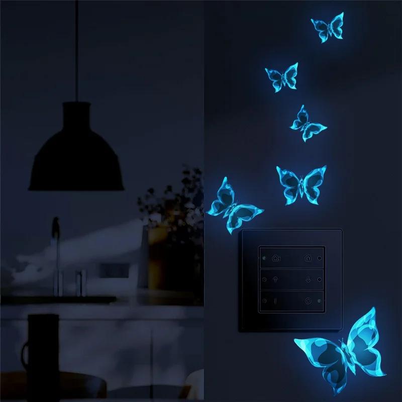Glow in the Dark Butterfly Light Switch Stickers Self Adhesive Wall Decals for Bedroom Living Room Decoration