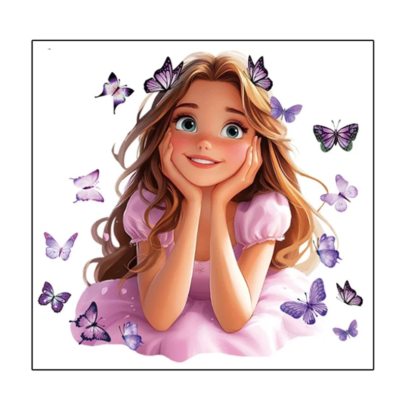 Pegatina decorativa autoadhesiva extraíble para habitación infantil, con patrón de chica de dibujos animados, 90 x 30 cm - BM7531-NL