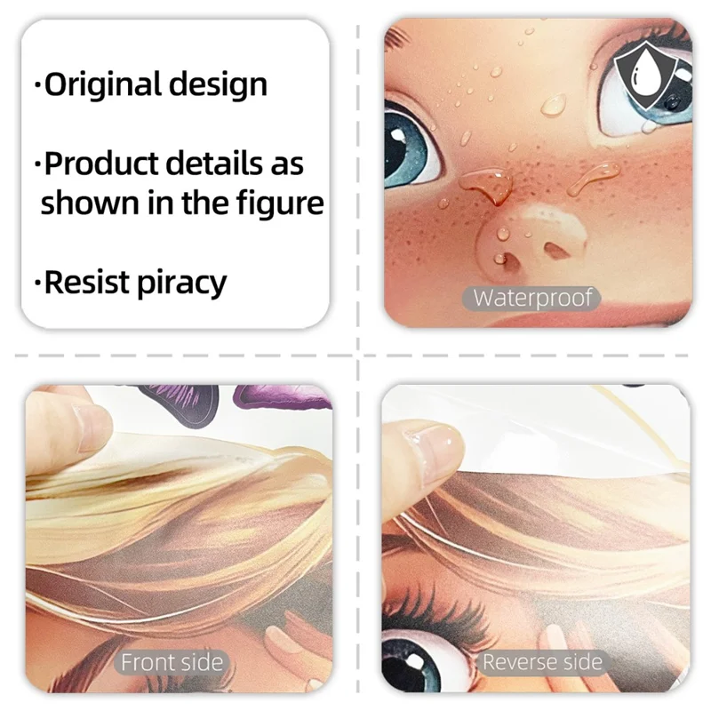 Pegatina decorativa autoadhesiva extraíble para habitación infantil, con patrón de chica de dibujos animados, 90 x 30 cm - BM7531-NL
