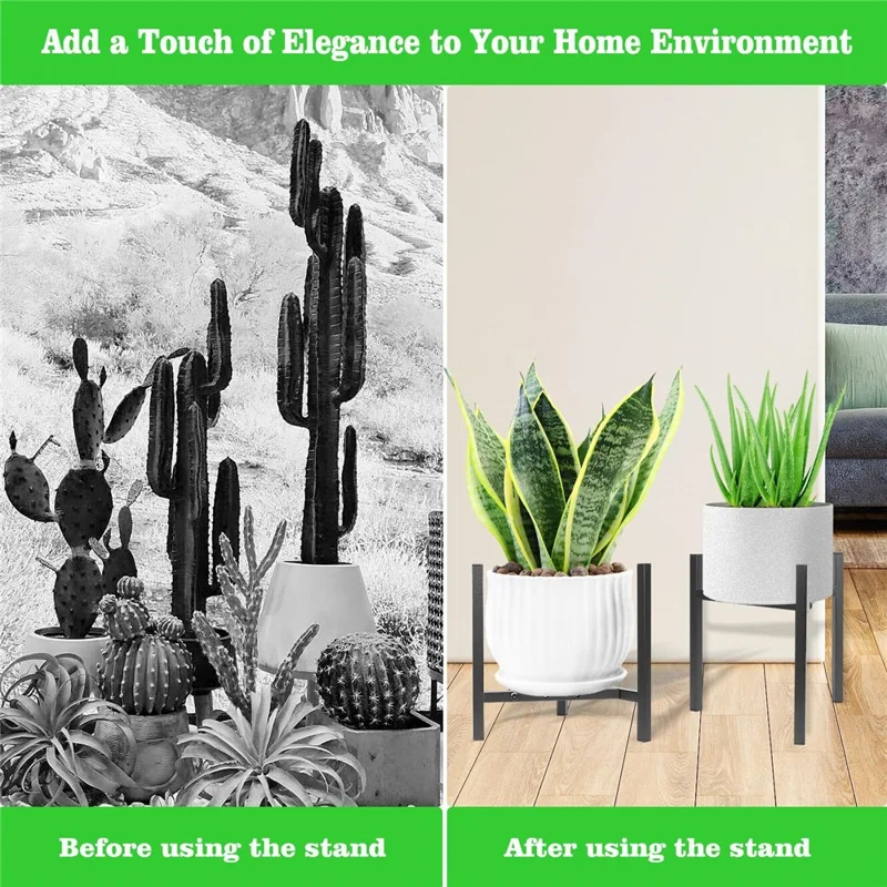 Indoor Adjustable Plant Stand Metal Modern Heavy Duty Stable Flower Pot Holder