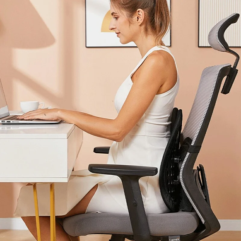 Sedia da Ufficio Ergonomica con Supporto Lombare Cuscino per Alleviare il Dolore alla Schiena, Regolabile - Nero