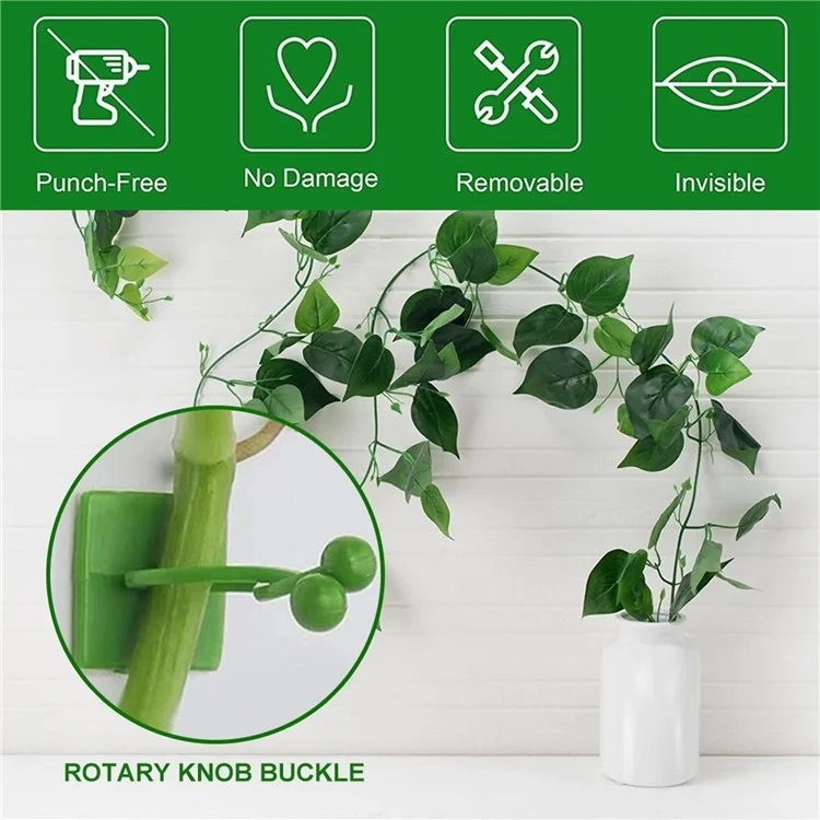 10 PCS Support Mural de Grimpante Plante Fixation Autocollant Crochets pour Plantes Grimpantes Invisibles Fixation de Jardin Traction de Vigne Plante (Taille: L) - Vert