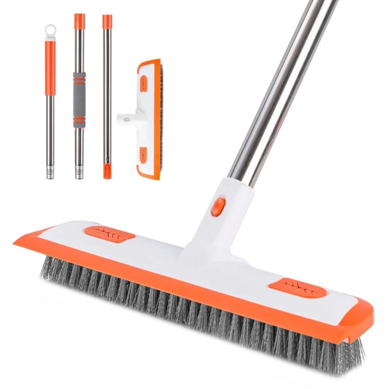 Bodenbürste mit langem Griff 2-in-1 Schrubber Abzieher für Badezimmer und Küche