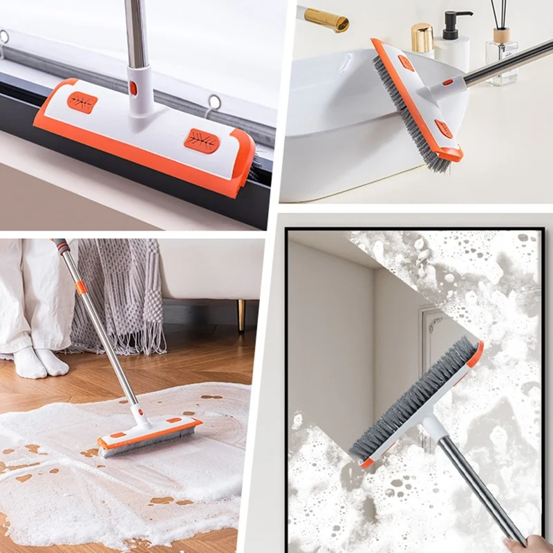 Bodenbürste mit langem Griff 2-in-1 Schrubber Abzieher für Badezimmer und Küche