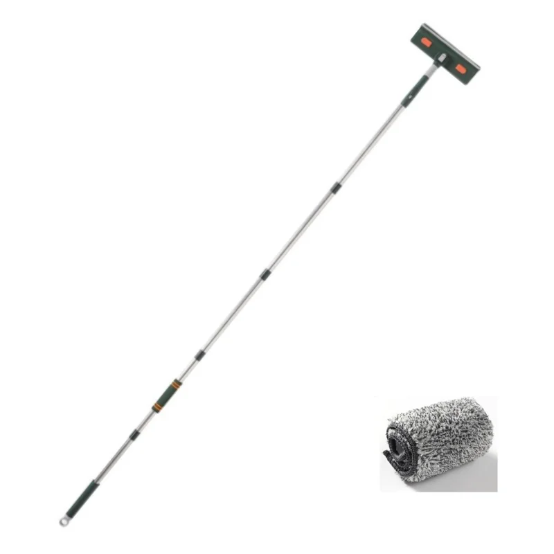 Kit di Pulizia Finestre con Asta Estensibile a 5 Sezioni e 1 Panno in Microfibra