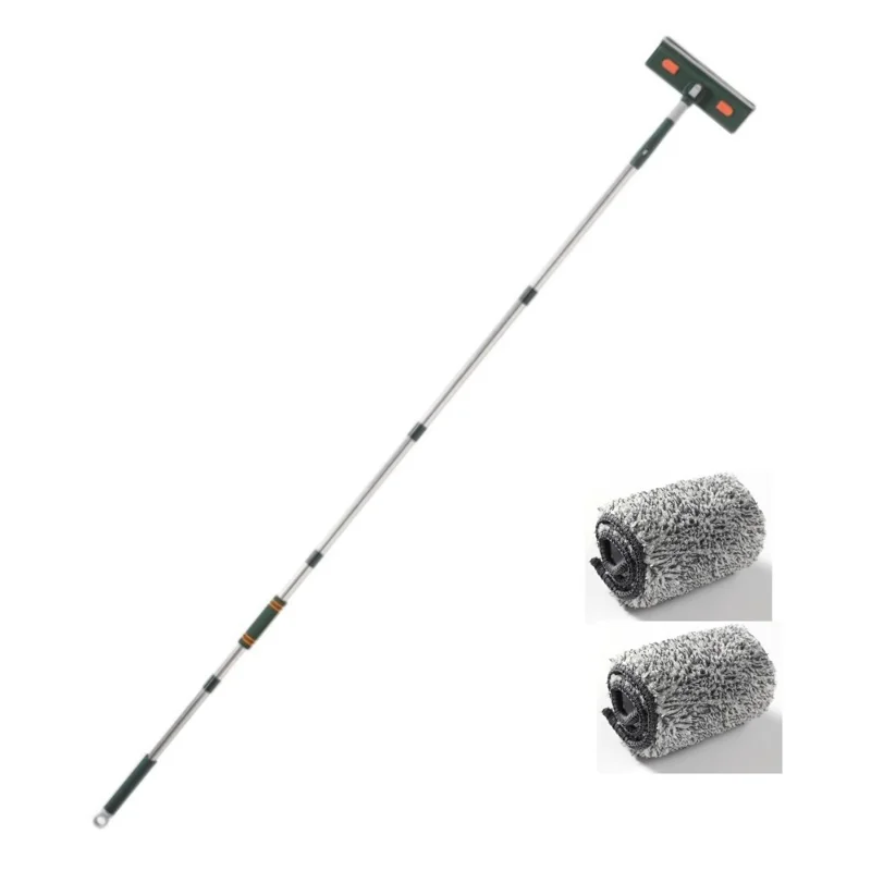 Varas de Extensão de 5 Seções para Limpeza de Janelas com Rodo e 2 Panos de Microfibra