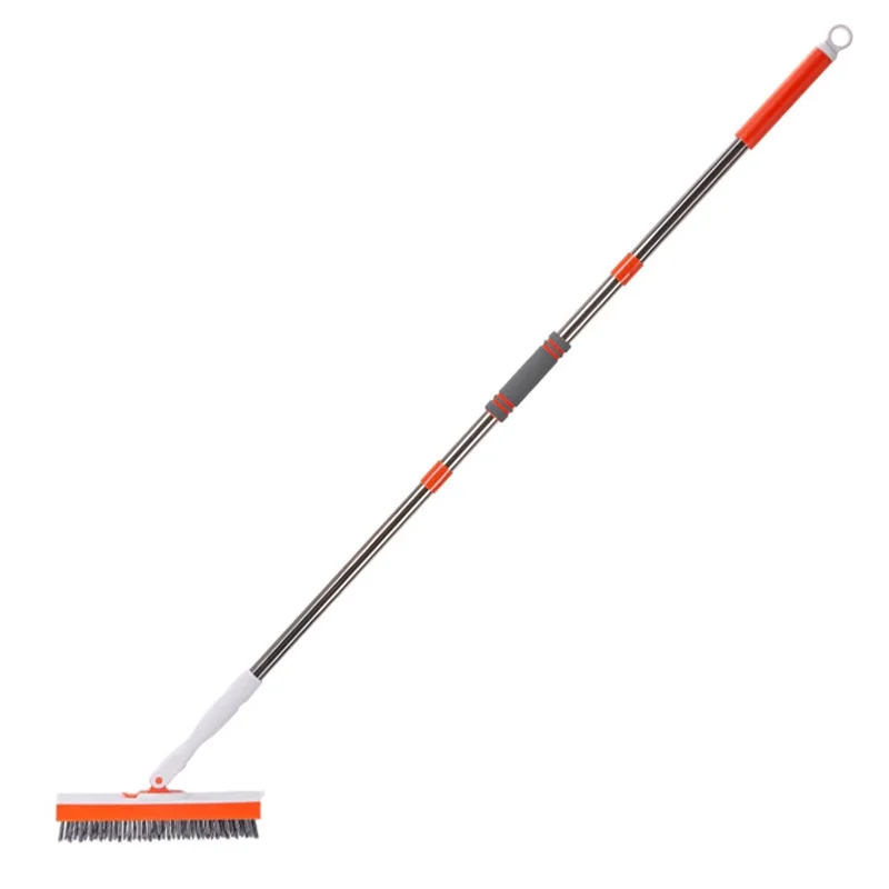 V Shape Grout Brush Long Handle Squeegee Rotating Floor Brush Scrubber