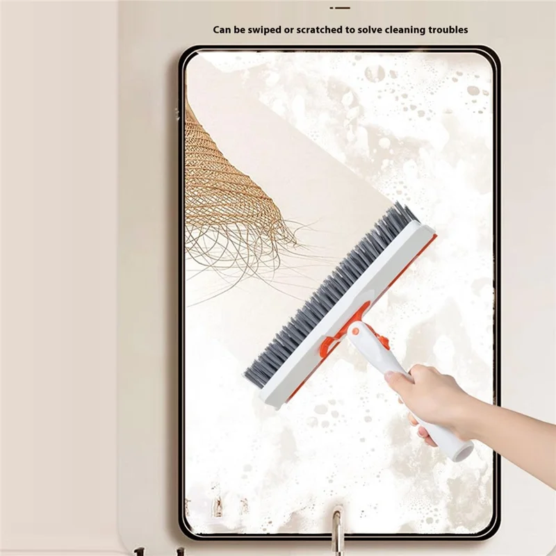 V Shape Grout Brush Long Handle Squeegee Rotating Floor Brush Scrubber