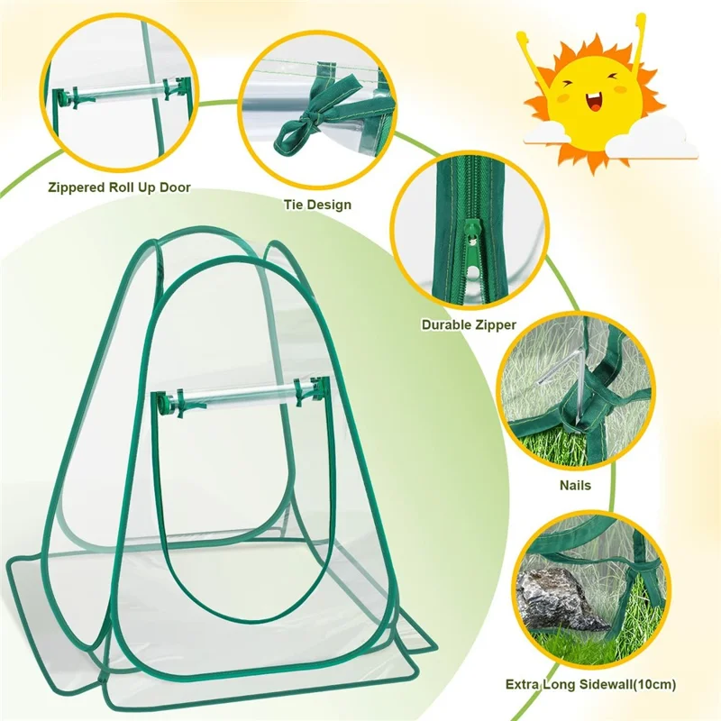 Mini Serre Portable Pliante pour Succulentes et Fleurs - Jardin Domestique, Balcon, Patio - Housse Chaude avec Fenêtre Enroulable