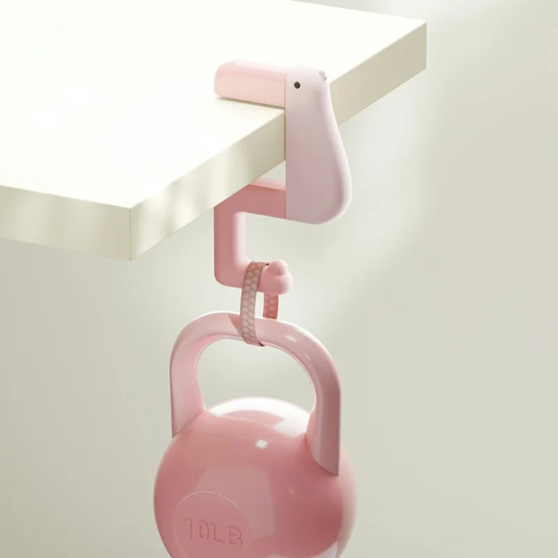 2 Stück verstellbare Schreibtisch-Aufbewahrungshaken für Studenten Süßes Enten-Design Rucksack-Aufhänger Tischrand-Clip platzsparend - Pink