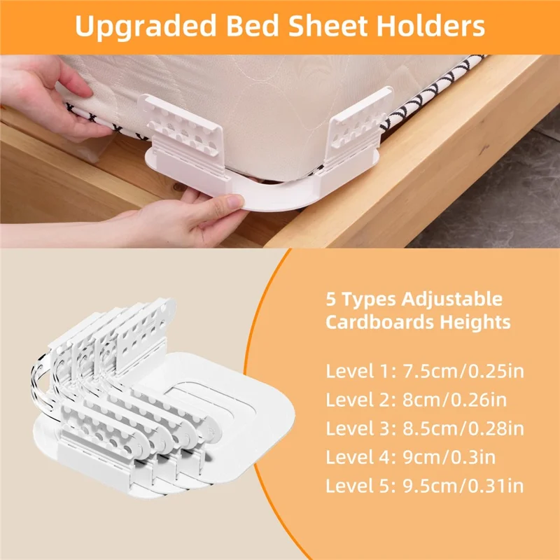 4Pcs Bed Sheet Fasteners Universal Anti Slip Clip Holders Invisible Pinless for Bedding / Mattress Cover - Grey