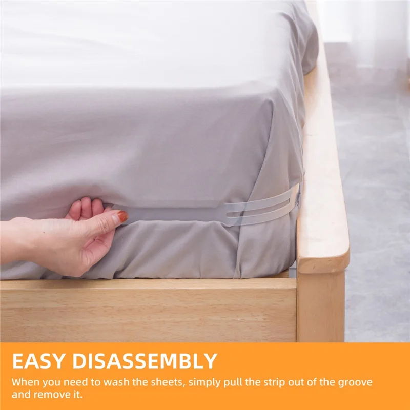 4Pcs Bed Sheet Fasteners Universal Anti Slip Clip Holders Invisible Pinless for Bedding / Mattress Cover - Grey