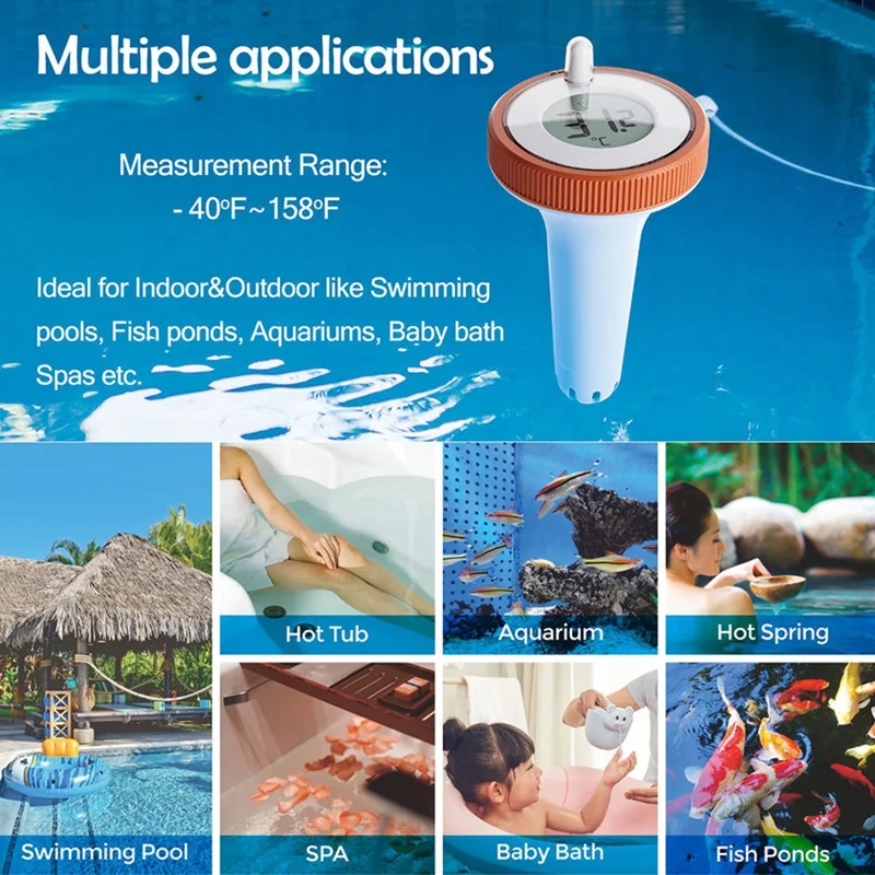 TX15N Floating Wireless Pool Thermometer HD Display Real Time Water Temperature Monitor