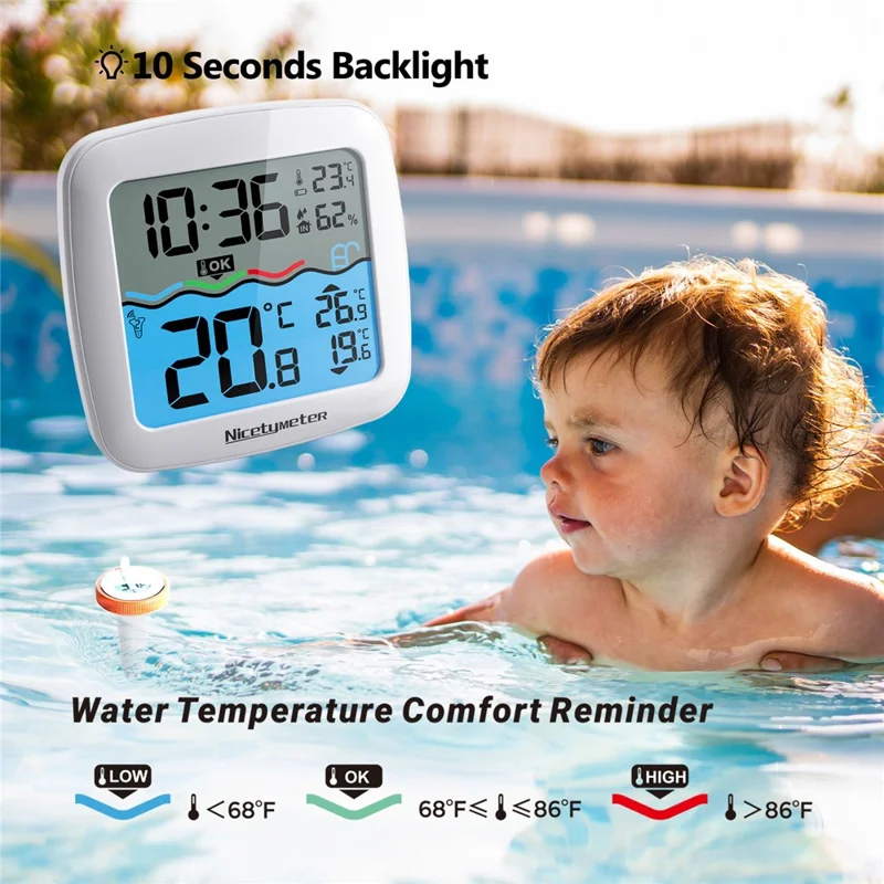 TX15N Floating Wireless Pool Thermometer HD Display Real Time Water Temperature Monitor