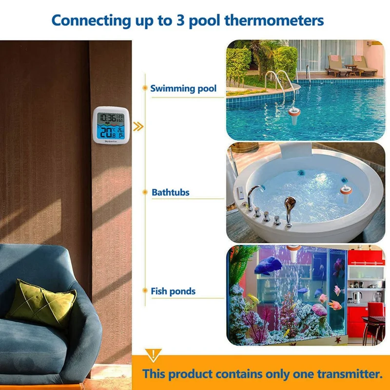 TX15N Floating Wireless Pool Thermometer HD Display Real Time Water Temperature Monitor