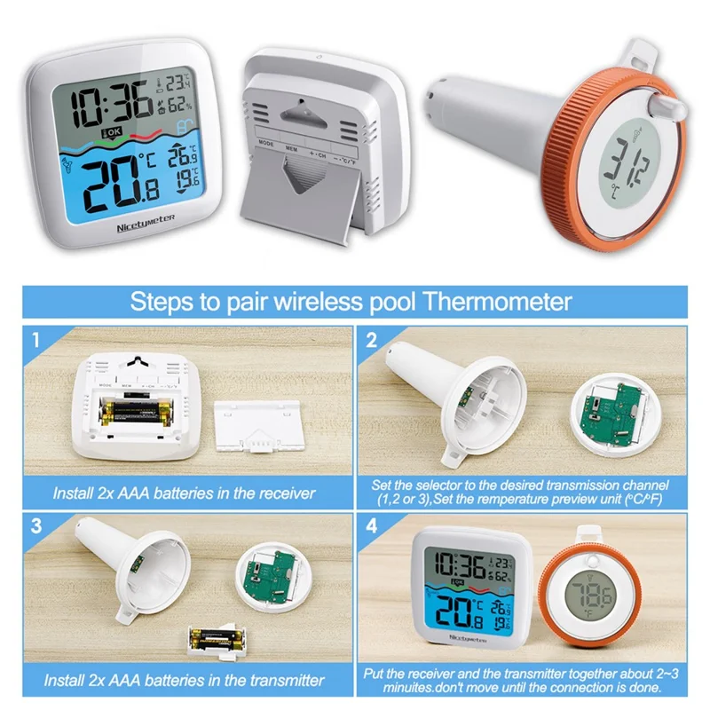 TX15N Floating Wireless Pool Thermometer HD Display Real Time Water Temperature Monitor