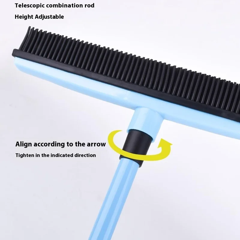 Silicone Head Pet Hair Removal Broom for Carpet Multifunction Floor Brush with Telescopic Handle