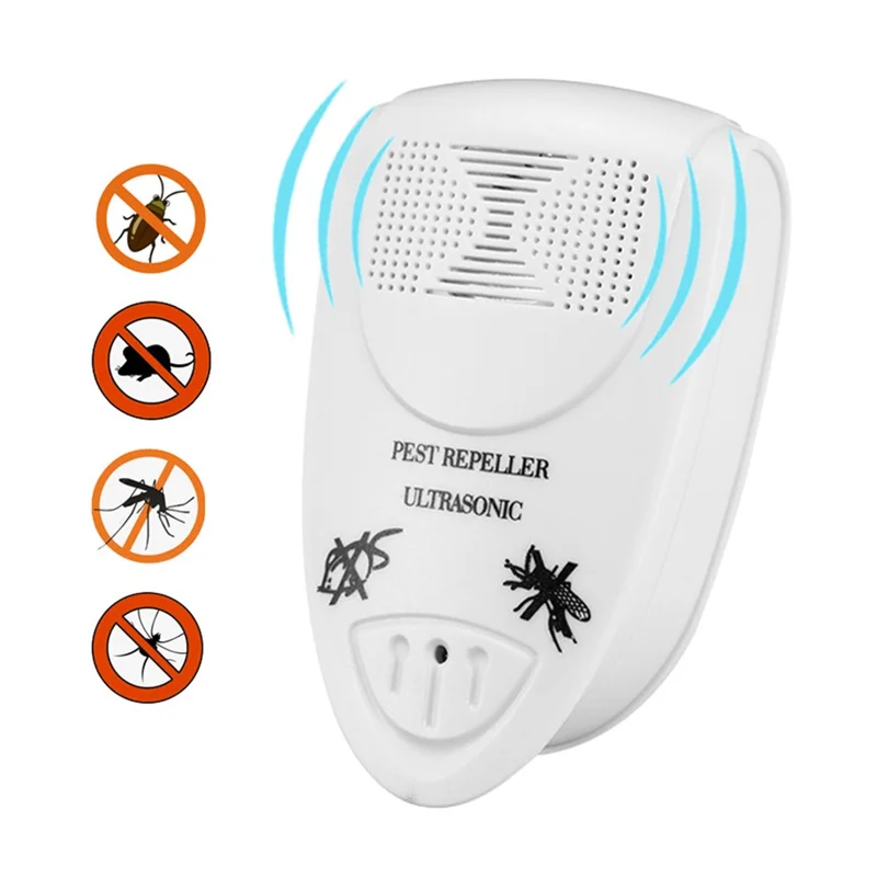 ZS-3112 Repellente Elettronico a Ultrasuoni contro Zanzare, Scarafaggi e Topi, Spina EU - Bianco