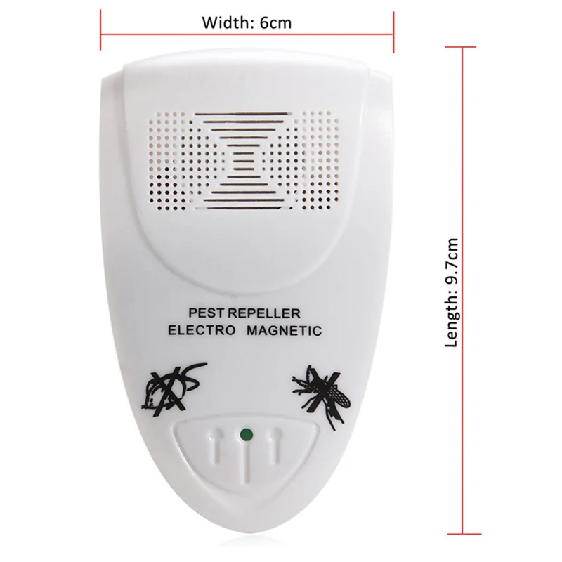 ZS-3112 Repellente Elettronico a Ultrasuoni contro Zanzare, Scarafaggi e Topi, Spina EU - Bianco