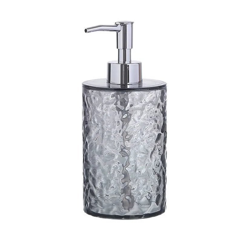Dispensador de Jabón Líquido Recargable de Forma Redonda de 400 ml - Bomba para Lavado de Manos - Gris Transparente