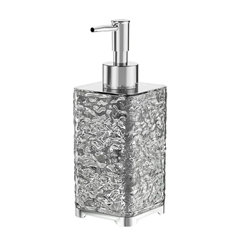 400ml Square Shape Refillable Liquid Soap Foaming Bottle Hand Wash Dispenser Pump Bottle - Transparent Grey