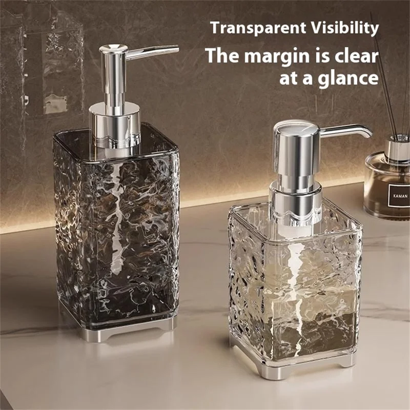 400ml Square Shape Refillable Liquid Soap Foaming Bottle Hand Wash Dispenser Pump Bottle - Transparent Grey