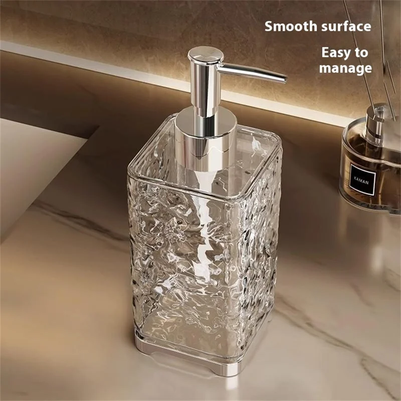 400ml Square Shape Refillable Liquid Soap Foaming Bottle Hand Wash Dispenser Pump Bottle - Transparent Grey