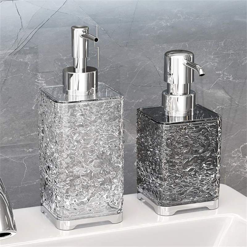 400ml Square Shape Refillable Liquid Soap Foaming Bottle Hand Wash Dispenser Pump Bottle - Transparent Grey