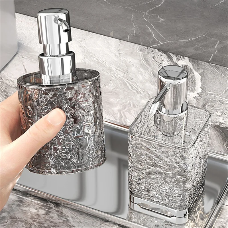 400ml Square Shape Refillable Liquid Soap Foaming Bottle Hand Wash Dispenser Pump Bottle - Transparent Grey
