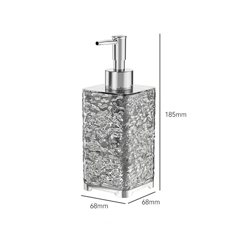 400ml Square Shape Refillable Liquid Soap Foaming Bottle Hand Wash Dispenser Pump Bottle - Transparent Grey