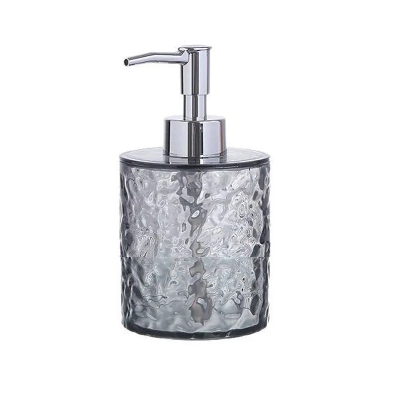 300ml Round Shape Refillable Liquid Soap Foaming Bottle Hand Wash Dispenser Pump Bottle - Transparent Grey