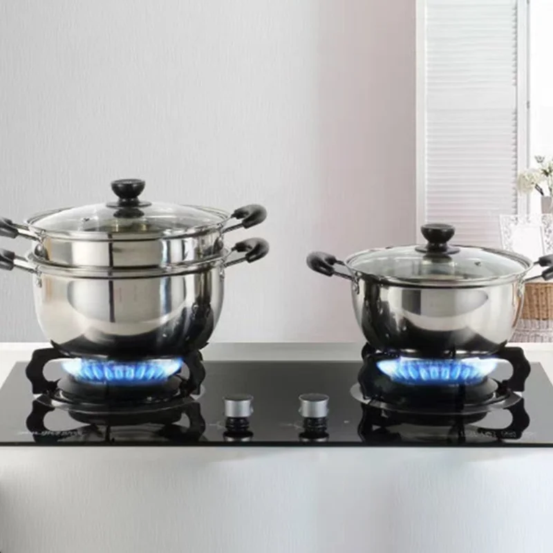 20cm Stainless Steel Thicken Soup Pot Double Handle Gas Stove Cookware with Glass Lid (BPA Free, No FDA)