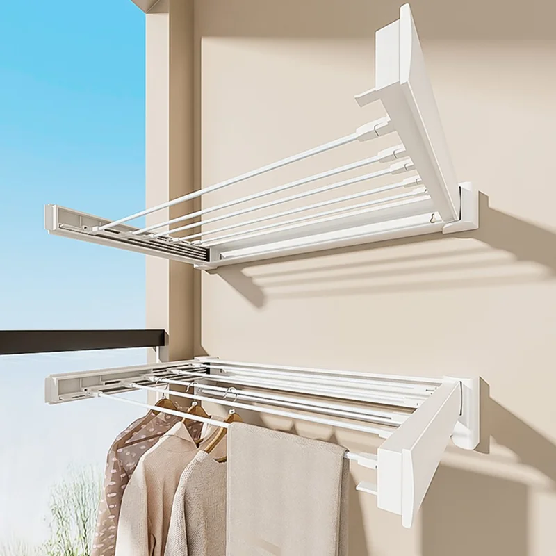 Étendoir à linge pliable économe en espace en ABS et acier au carbone, support de séchage d'intérieur et de balcon, longueur 70 cm