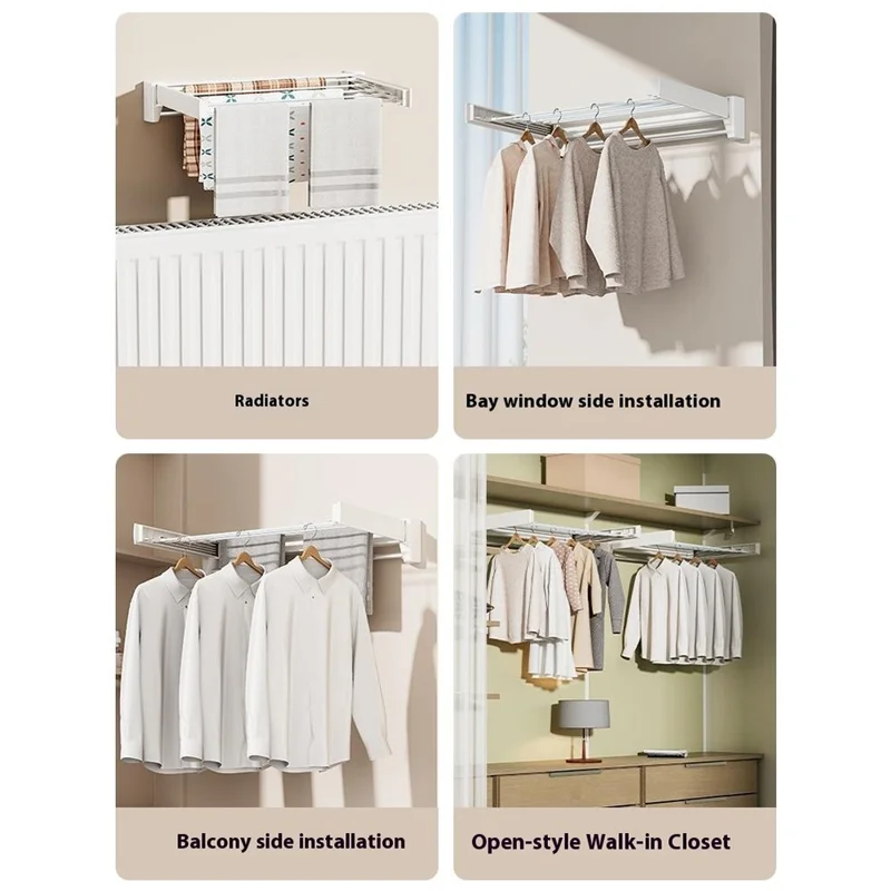 Séchoir à linge pliable en ABS et acier au carbone, support de séchage d'intérieur et de balcon, longueur 70 cm avec barre