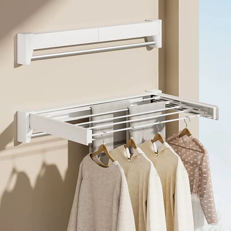 Séchoir à linge pliable en ABS et acier au carbone, support de séchage d'intérieur et de balcon, longueur 70 cm avec barre