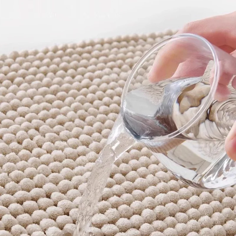 40 x 60cm Soft Absorbent Chenille Bath Mat Non Slip Washable Rug for Bathroom Entrance - Light Grey