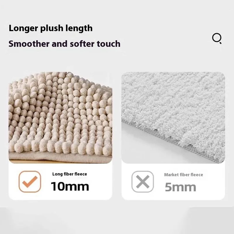 Alfombra de baño de chenilla suave absorbente de 50 x 80 cm, lavable y antideslizante para la entrada del baño - Color camello