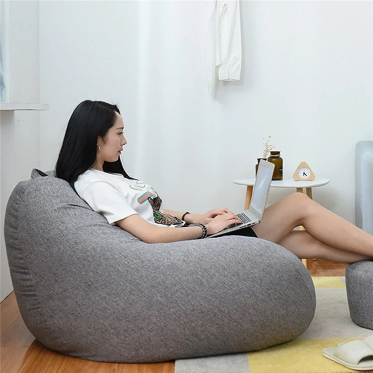 100x120CM Beanbag Sofa Cover Couch Living Room Sofa Slipcover Chair Cloth Lounger Seat Tatami Bean Bag - Light Grey