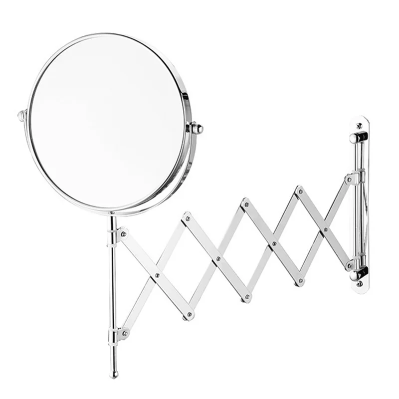 Miroir de maquillage TQ-210 de 7 pouces, à montage mural, rétractable et pliant, avec grossissement 1X / 3X des deux côtés