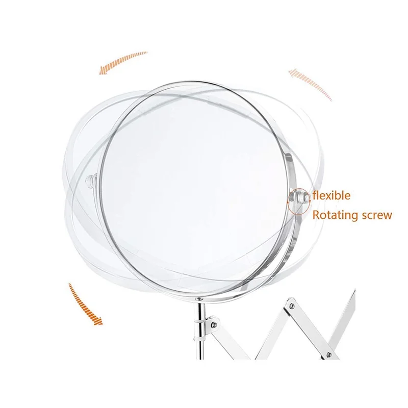 Miroir de maquillage TQ-210 de 7 pouces, à montage mural, rétractable et pliant, avec grossissement 1X / 3X des deux côtés