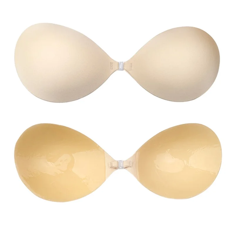 Couvre-mamelons auto-adhésifs pour femmes avec boucle frontale, soutien-gorge respirant invisible push-up - Couleur peau