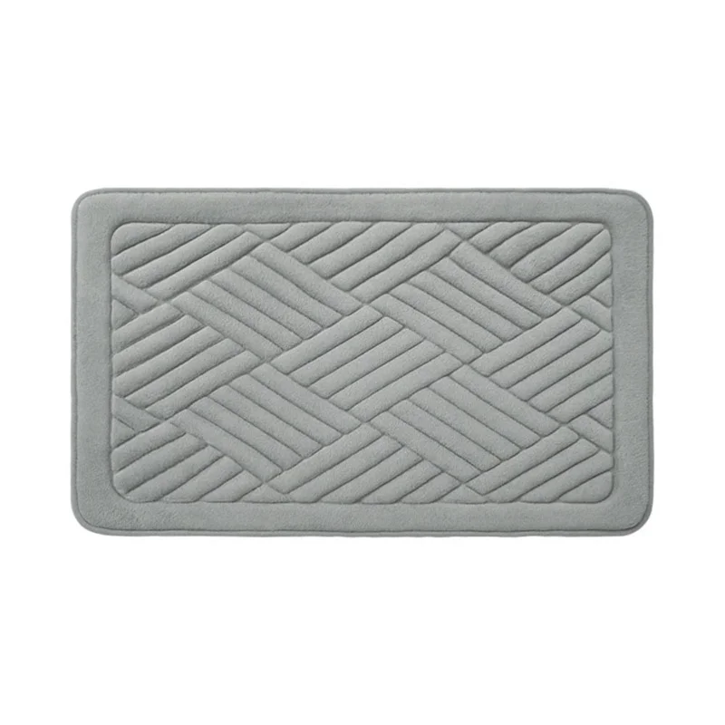 Tappetino da bagno in pile di corallo 40 x 60 cm con schiuma di memoria goffrata, antiscivolo e assorbente - Grigio chiaro