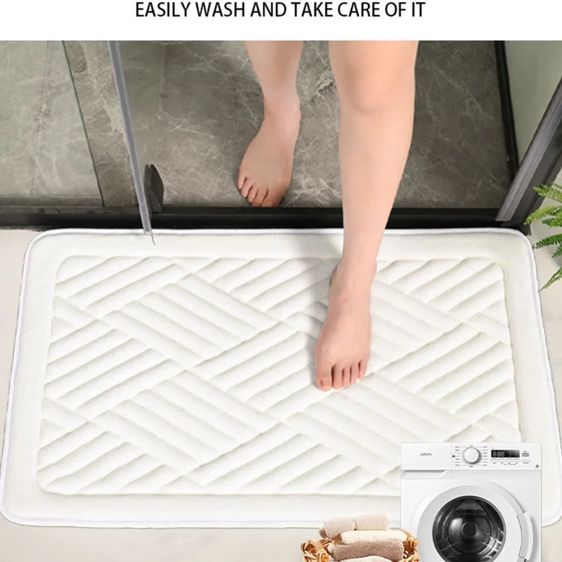 Tappetino da bagno in pile di corallo 40 x 60 cm con schiuma di memoria goffrata, antiscivolo e assorbente - Grigio chiaro