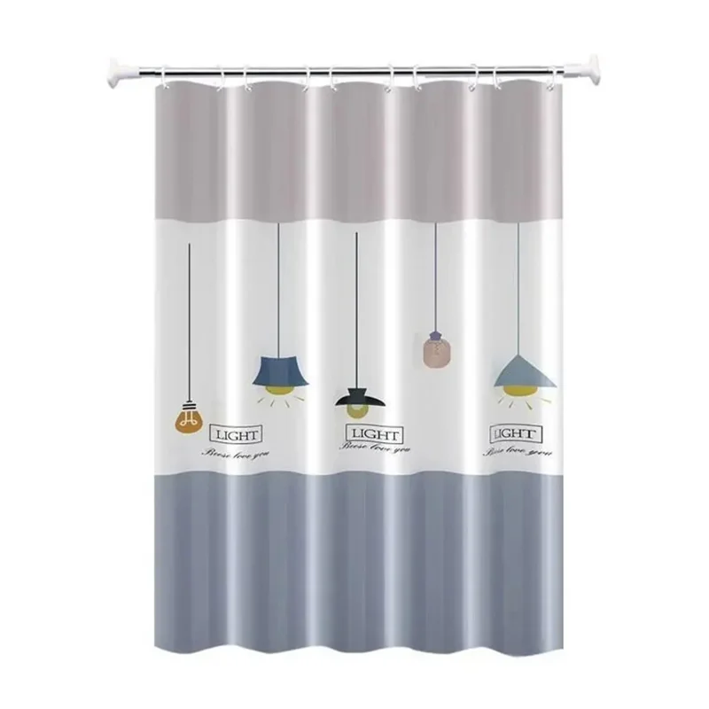 Cortina de ducha PEVA de 180 x 180 cm, impermeable y resistente al moho para el baño - Lámpara de techo