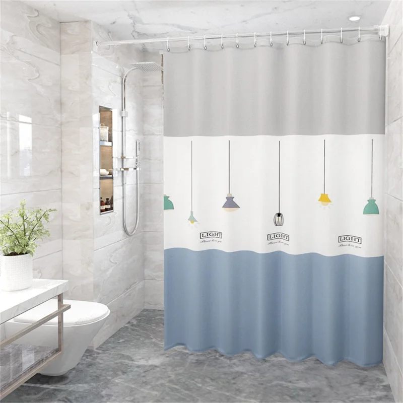 Cortina de ducha PEVA de 180 x 180 cm, impermeable y resistente al moho para el baño - Lámpara de techo