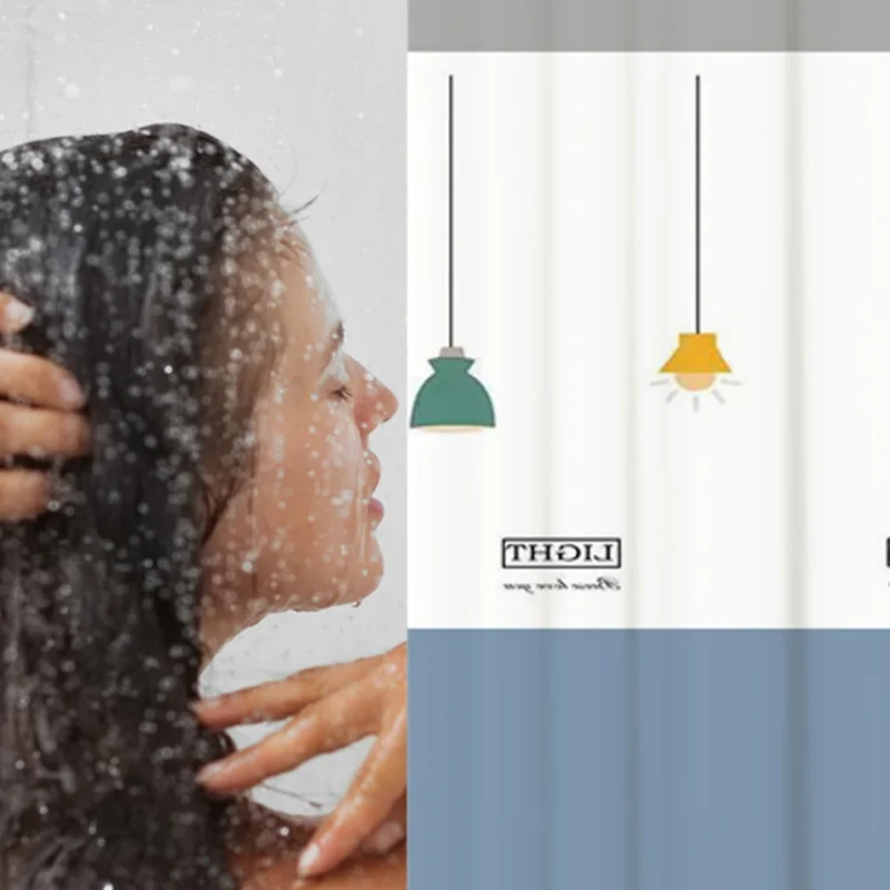 Cortina de ducha PEVA de 180 x 180 cm, impermeable y resistente al moho para el baño - Lámpara de techo