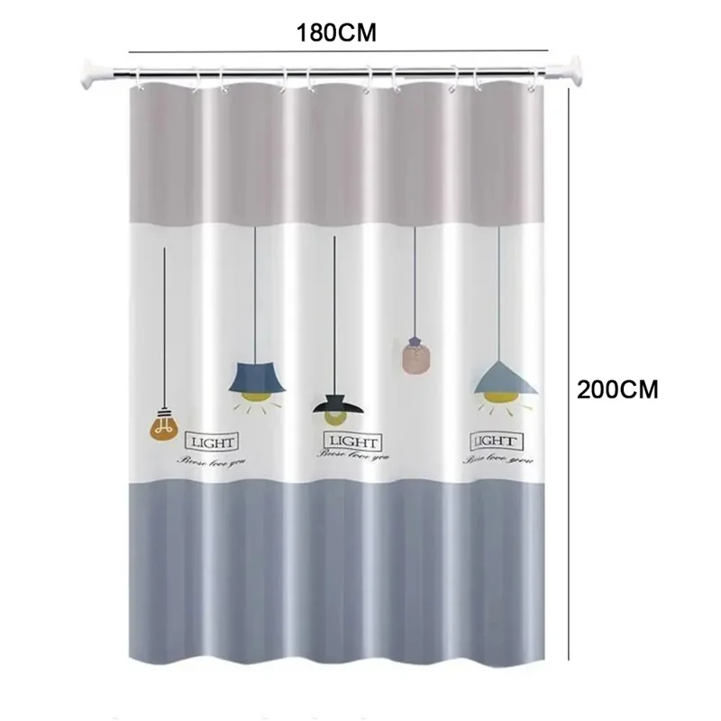 PEVA Shower Curtain 180 x 180cm Waterproof Mildew Resistant Bathroom Curtain - Leaves