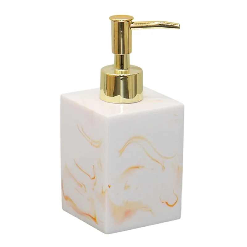 280ml Refillable Pump Dispenser Bottle Hand Soap Shampoo Body Wash Lotion Detergent Resin Bottle - White+Yellow