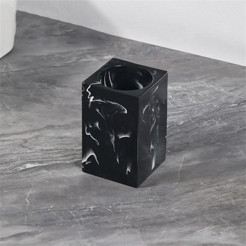 Nordic Style Toothbrush Holder Bathroom Hotel Toiletries Electric Toothbrush Comb Resin Organizer - Ink Black