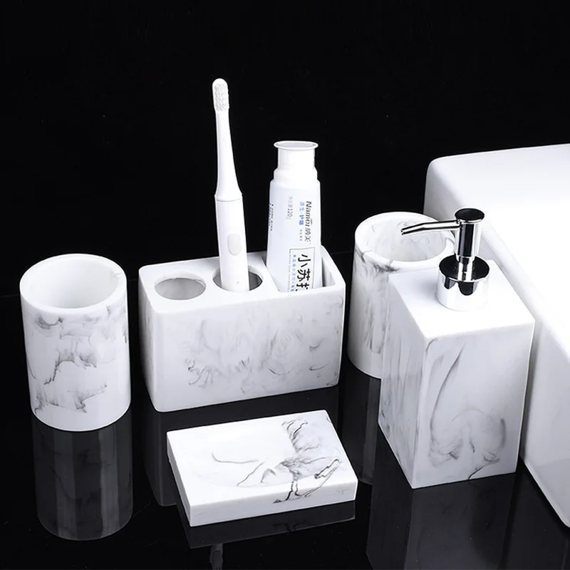 5Pcs / Set Creative Resin Bathroom Accessories Luxury Hotel Toiletries Nordic Style Washstand Organizer